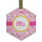 Princess Carriage Frosted Glass Ornament - Hexagon
