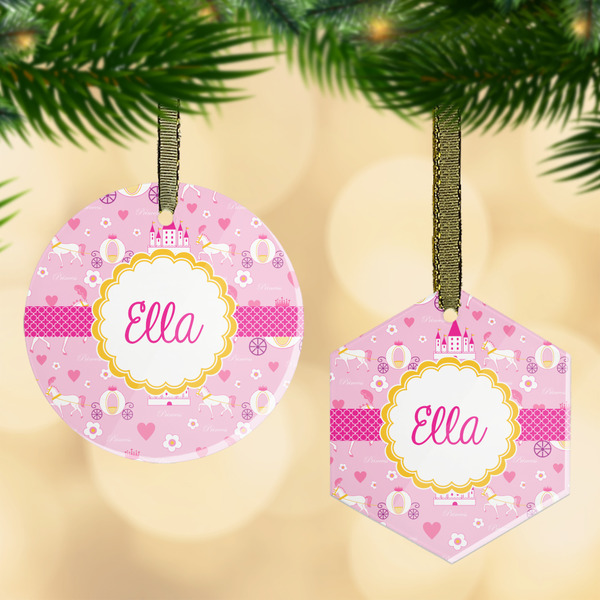 Custom Princess Carriage Flat Glass Ornament w/ Name or Text