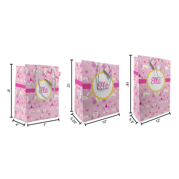 Princess Carriage Gift Bags - All Sizes - Dimensions