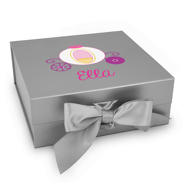 Custom Princess Carriage Gift Box with Magnetic Lid - Silver