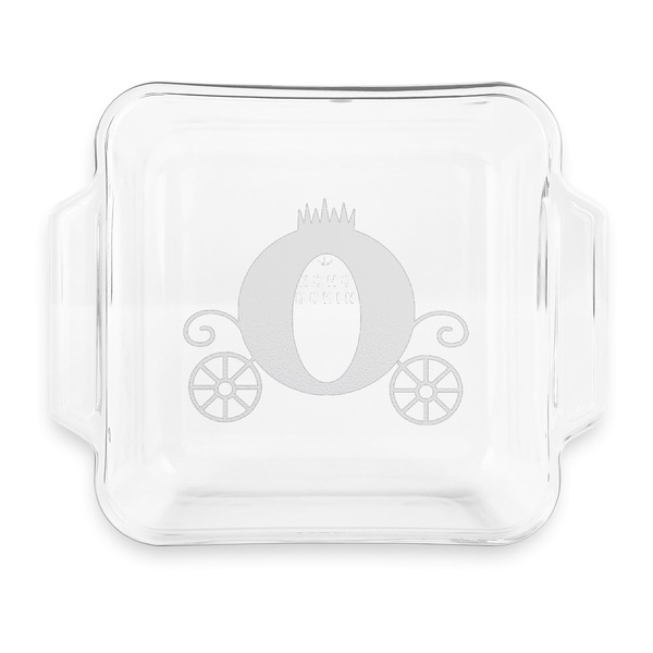 Custom Princess Carriage Glass Cake Dish with Truefit Lid - 8in x 8in