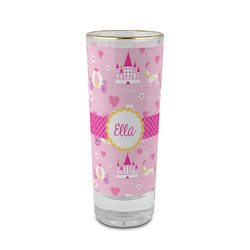 Princess Carriage 2 oz Shot Glass -  Glass with Gold Rim - Set of 4 (Personalized)