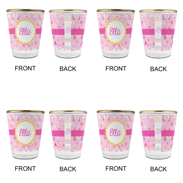 Princess Carriage Glass Shot Glass - with gold rim - Set of 4 - APPROVAL