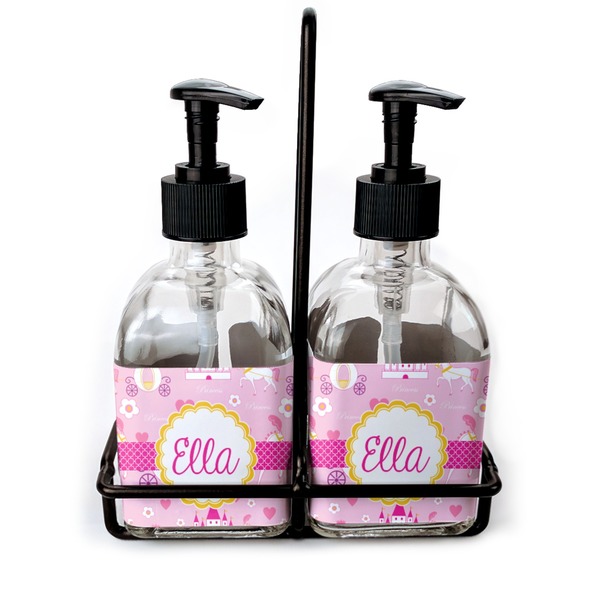 Custom Princess Carriage Glass Soap & Lotion Bottle Set (Personalized)