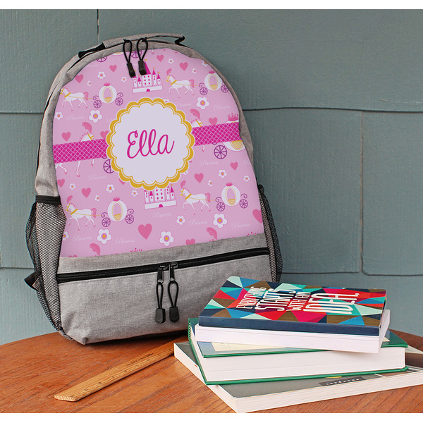Princess Carriage Large Backpack - Gray - On Desk