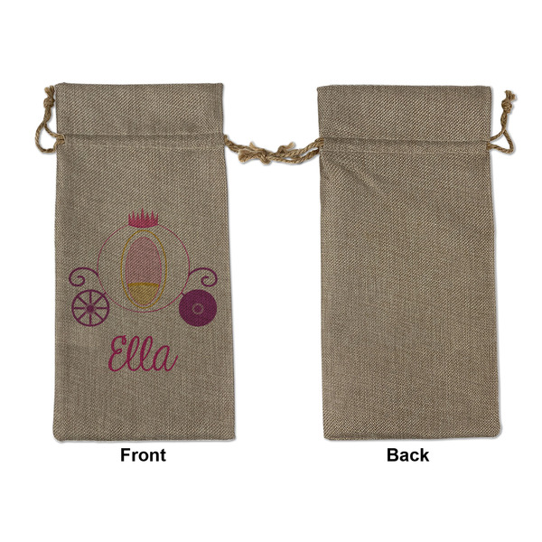 Princess Carriage Large Burlap Gift Bags - Front Approval