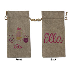 Princess Carriage Large Burlap Gift Bag - Front & Back (Personalized)