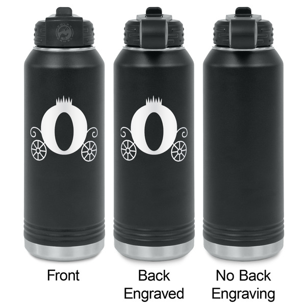 Princess Carriage Laser Engraved Water Bottles - 2 Styles - Front & Back View