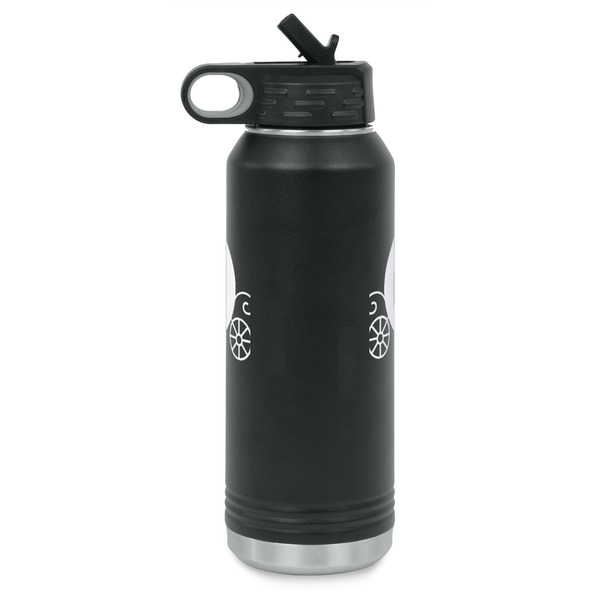 Princess Carriage Laser Engraved Water Bottles - Front & Back Engraving - Side View