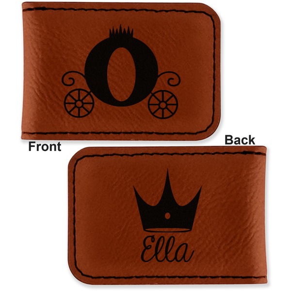 Princess Carriage Leatherette Magnetic Money Clip - Front and Back