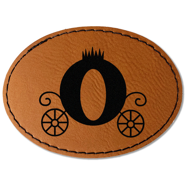 Custom Princess Carriage Faux Leather Iron On Patch - Oval