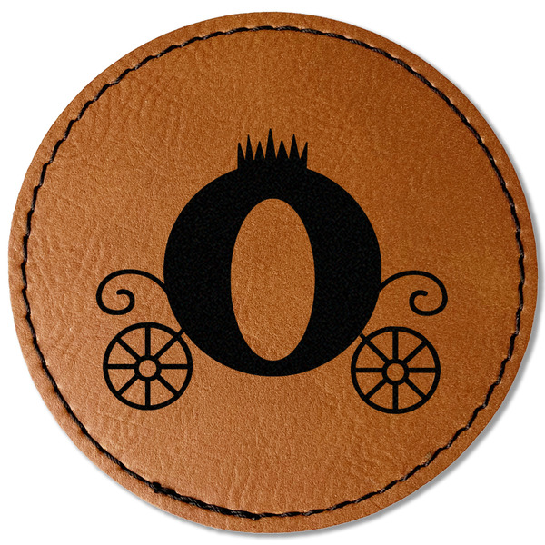 Custom Princess Carriage Faux Leather Iron On Patch - Round