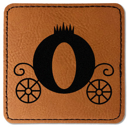 Princess Carriage Faux Leather Iron On Patch - Square