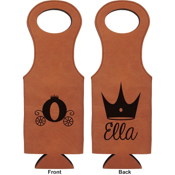 Princess Carriage Leatherette Wine Tote Double Sided - Front and Back