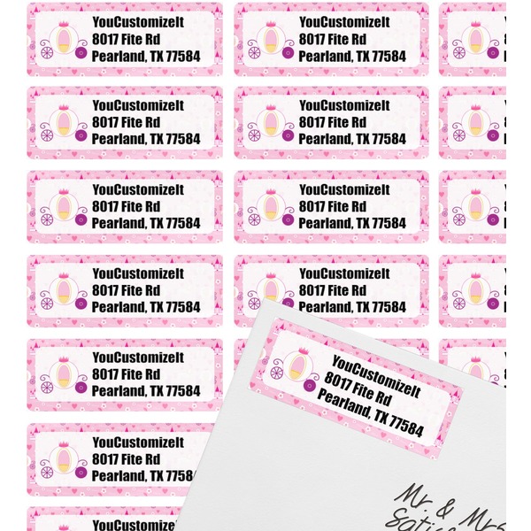 Princess Carriage Mailing Label on Envelope - Multiple Labels