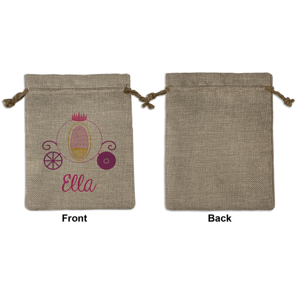Princess Carriage Medium Burlap Gift Bag - Front Approval