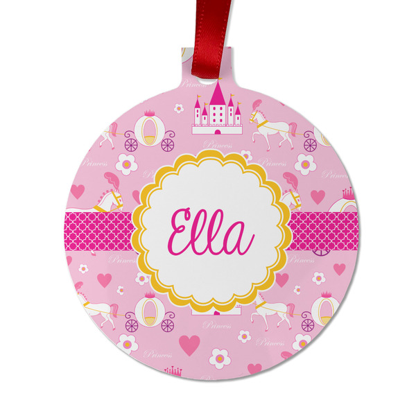 Custom Princess Carriage Metal Ball Ornament - Double Sided w/ Name or Text