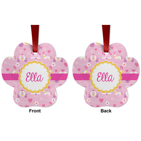 Princess Carriage Metal Paw Ornament - Front and Back