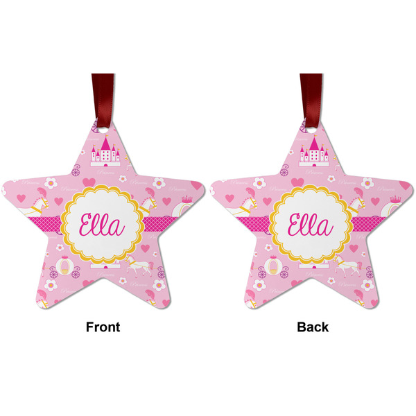 Princess Carriage Metal Star Ornament - Front and Back