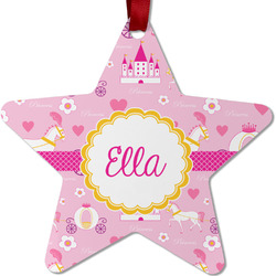 Princess Carriage Metal Star Ornament - Double Sided w/ Name or Text