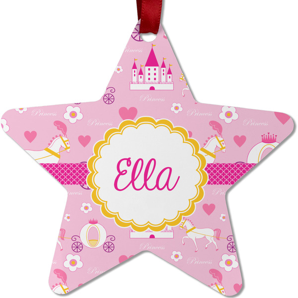 Custom Princess Carriage Metal Star Ornament - Double Sided w/ Name or Text