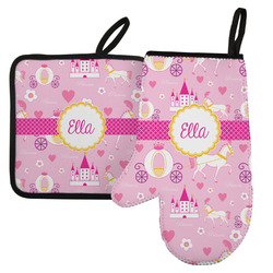 Princess Carriage Left Oven Mitt & Pot Holder Set w/ Name or Text