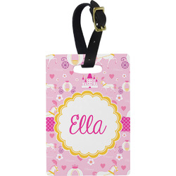 Princess Carriage Plastic Luggage Tag - Rectangular w/ Name or Text