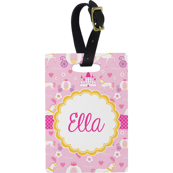 Custom Princess Carriage Plastic Luggage Tag - Rectangular w/ Name or Text