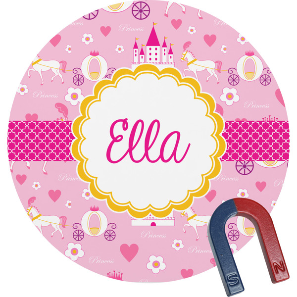 Custom Princess Carriage Round Fridge Magnet (Personalized)