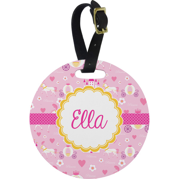 Custom Princess Carriage Plastic Luggage Tag - Round (Personalized)