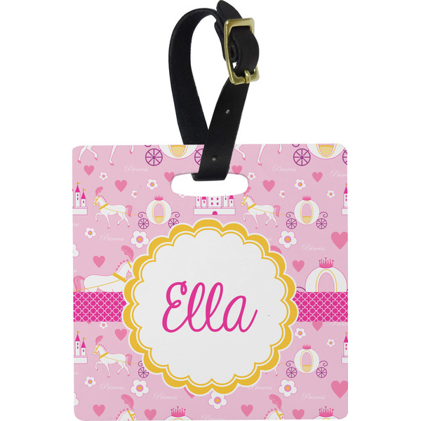 Custom Princess Carriage Plastic Luggage Tag - Square w/ Name or Text