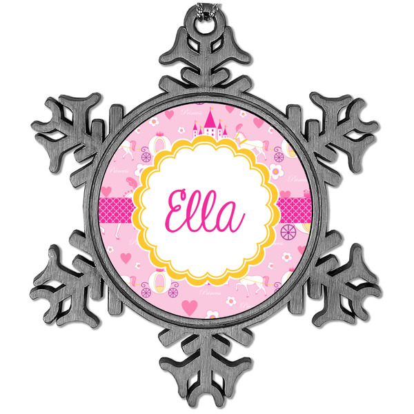 Custom Princess Carriage Vintage Snowflake Ornament (Personalized)