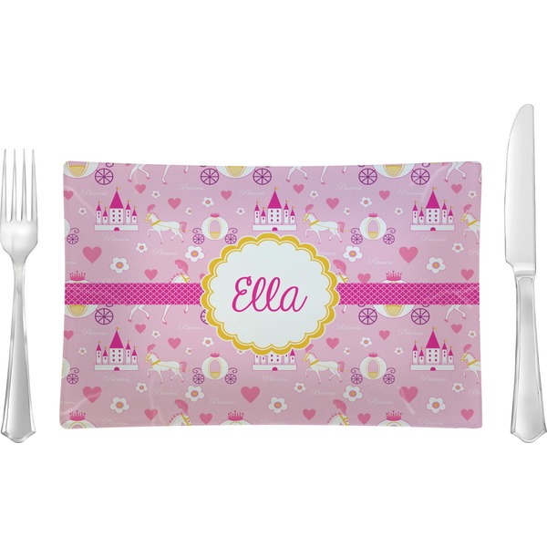Custom Princess Carriage Glass Rectangular Lunch / Dinner Plate (Personalized)