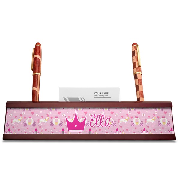 Princess Carriage Red Mahogany Nameplates with Business Card Holder - Straight