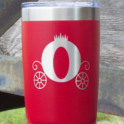 Princess Carriage 20 oz Stainless Steel Tumbler - Red - Double Sided (Personalized)