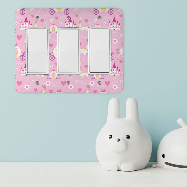 Princess Carriage Rocker Light Switch Covers - Triple - IN CONTEXT