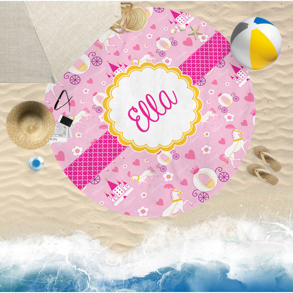 Princess Carriage Round Beach Towel Lifestyle