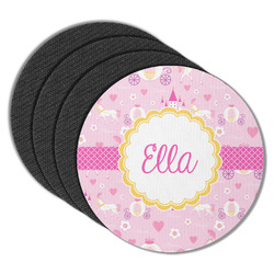 Princess Carriage Round Rubber Backed Coasters - Set of 4 (Personalized)