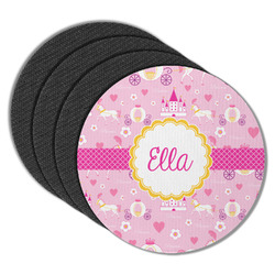 Princess Carriage Round Rubber Backed Coasters - Set of 4 (Personalized)
