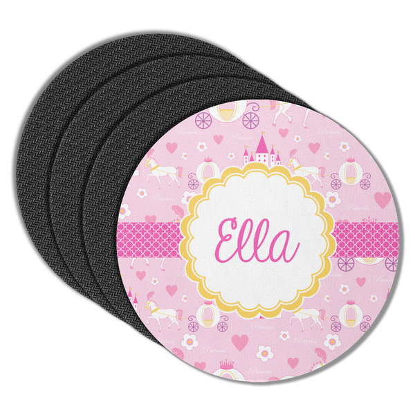 Custom Princess Carriage Round Rubber Backed Coasters - Set of 4 (Personalized)
