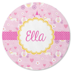 Princess Carriage Round Rubber Backed Coaster (Personalized)