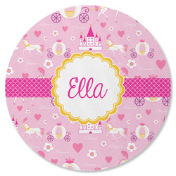 Princess Carriage Round Rubber Backed Coaster (Personalized)