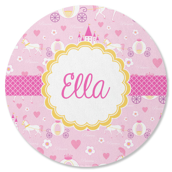 Custom Princess Carriage Round Rubber Backed Coaster (Personalized)