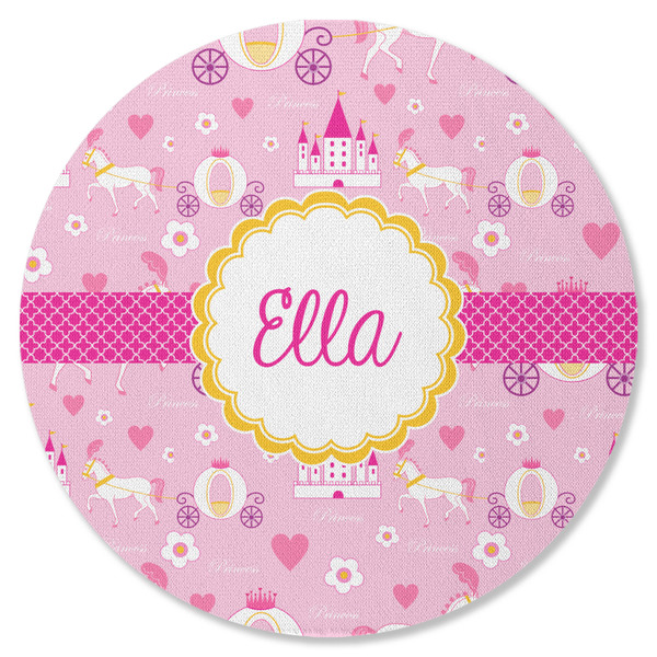 Custom Princess Carriage Round Rubber Backed Coaster (Personalized)