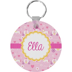Princess Carriage Round Plastic Keychain (Personalized)