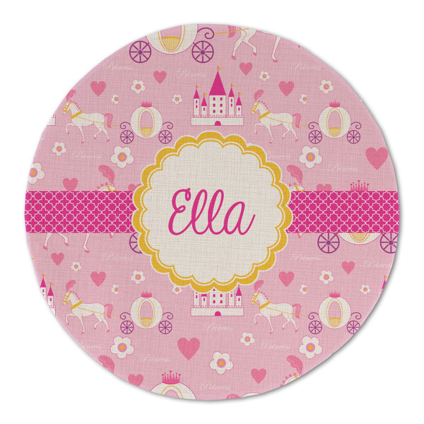 Custom Princess Carriage Round Linen Placemat - Single Sided (Personalized)