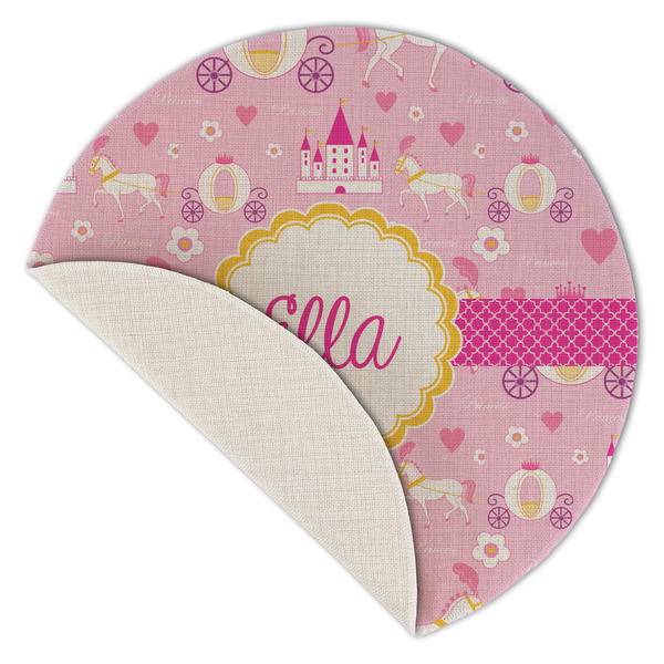 Princess Carriage Round Linen Placemats - Front (folded corner single sided)