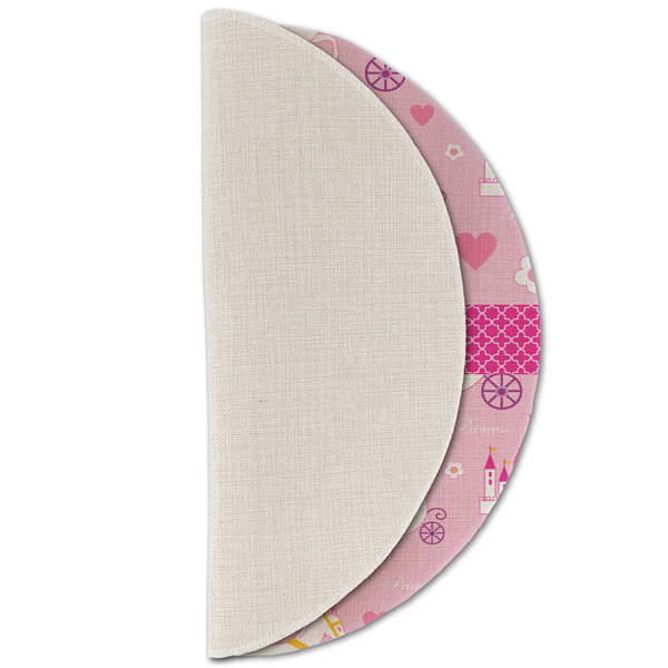 Princess Carriage Round Linen Placemats - HALF FOLDED (single sided)