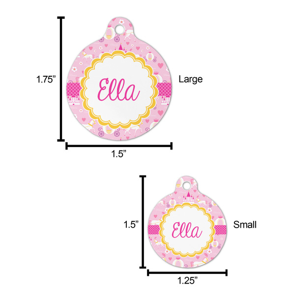 Princess Carriage Round Pet ID Tag - Large - Comparison Scale