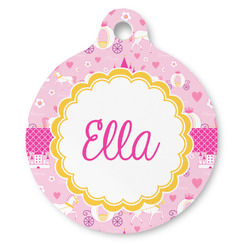 Princess Carriage Round Pet ID Tag - Large (Personalized)